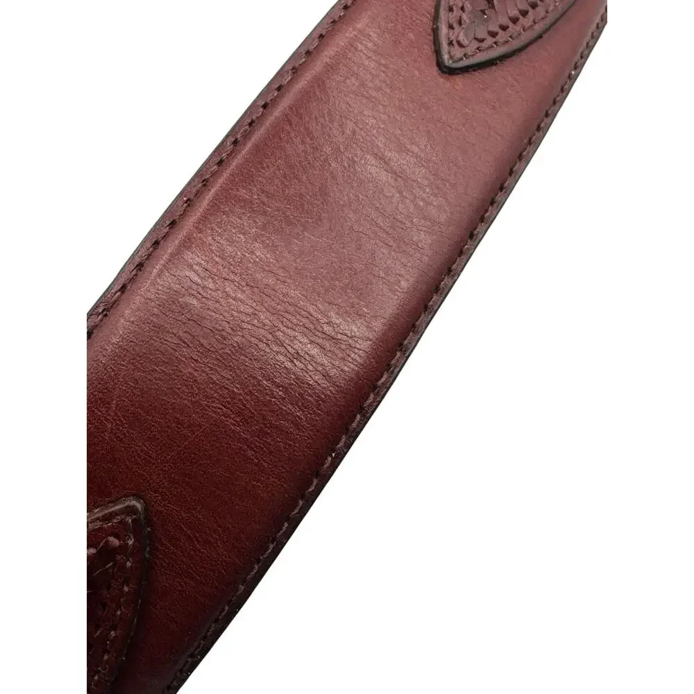 Orvis Mens Shotshell Belt Size 34 Brown Leather Brass Buckle Concho Braided Hunt